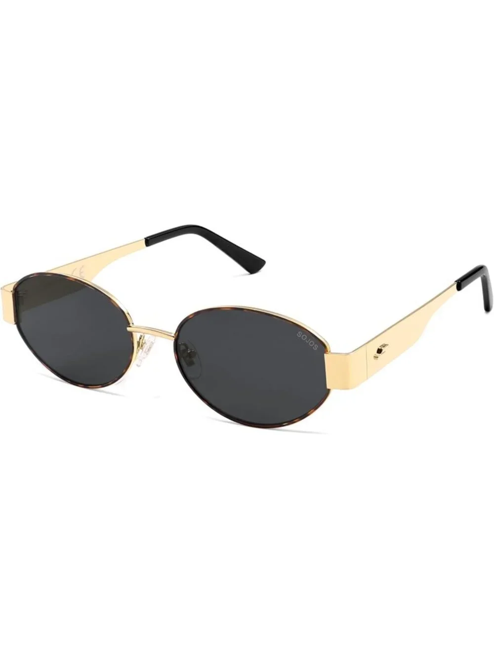 Women's Tortoise gold Grey Retro Oval Trendy Shades UV400 Protection Sunglasses